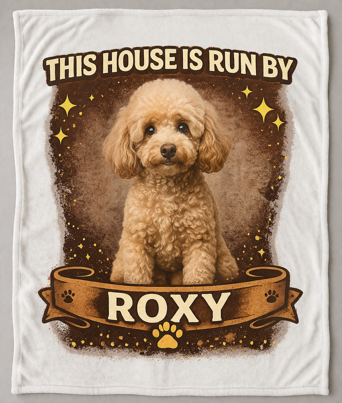Personalized "This House Is Run By" Dog Photo Velveteen Plush Blanket — Custom Name & Pet Photo