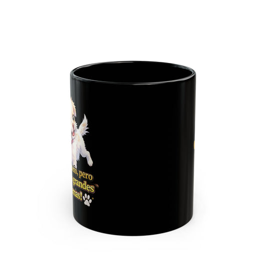 Dog Lover Black Coffee Mug – "Pequeño pero genero grandes problemas" Paw Print 11oz/15oz